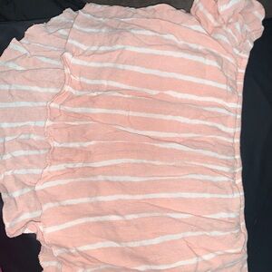 pink and white striped off the shoulder crop top